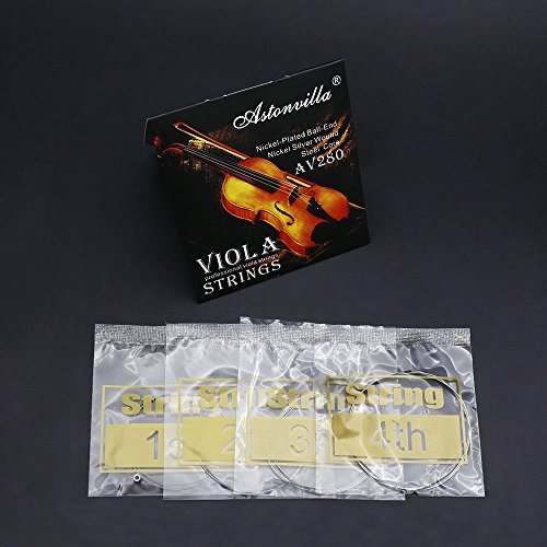 Viola String Strings Full Set (E-A-D-G) Steel Core Nickel-Silver Wound with Nickel-plated Ball End for 14"-16" Violas