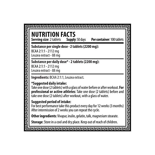 Spartan-Force-BCAA-211-Leuzea-Root-200-Tablets-x-1100mg-100-Days-Supply-Stimulates-Muscle-Growth-Muscle-Gain-Natural-Food-Supplement-by-Cvetita-Herbal Spartan Force | BCAA 2:1:1 | Leuzea Root | 200 Tablets x 1100mg (100 Days Supply) | Stimulates Muscle Growth | Muscle…