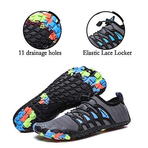 Womens Mens Kids Water Shoes Quick-Dry Aqua Socks Barefoot Shoes for Swim Surf Grey C 10 M US Women/9 M US Men - Thumbnail 6