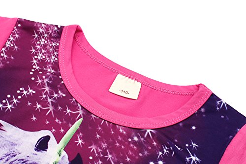 image for Cotrio Girls Unicorn Star Rainbow Print Nightgown Nightie Princess Nig