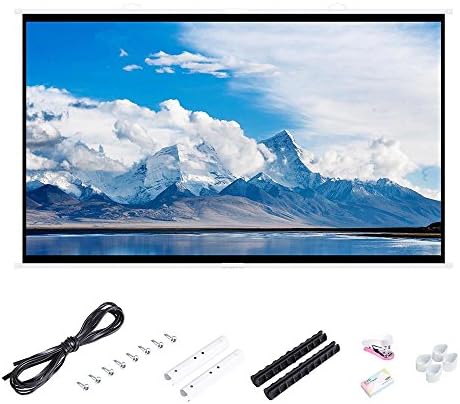 Instahibit 150" Large Projector Screen 16:9 Matte White with Hanging Poles Hooks Indoor Home Theater Meeting Room Office