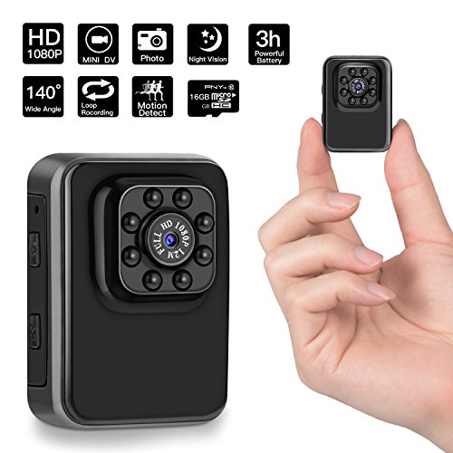 Click Here to See More Images 1080P Mini Hidden Camera,DigiHero 16GB Mini Camera.Support Looping Recording Video/Snapshot/Motion Detection/Night Vision,Portable Mini Video Recorder for Home and Office(16GB TF Card Included)