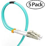 Fiber Patch Cable, VANDESAIL 10G Gigabit Fiber Optic Cables with LC to LC Multimode OM3 Duplex 50/125 OFNP (1M, OM3-5Pack)
