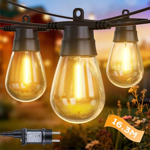 GlobaLink Guinguette String Lights Outdoor and Indoor, 31M 30+2 Energy Saving LED Bulbs Waterproof IP65 String Lights Outdoor Decoration for Summer Garden Patio Party Patio 8 Modes