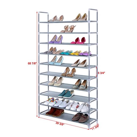 Songmics 10 Tiers Shoe Rack 50 Pairs Non-woven Fabric Shoe Tower Storage Organizer Cabinet ULSR10G - Image 4