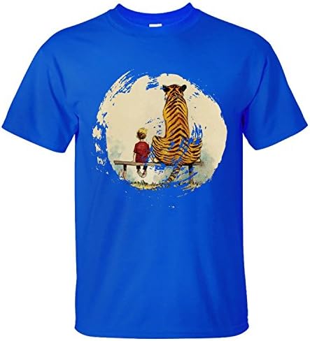 XBILLY Thomas Calvin And Hobbes Tiger Anime Men's Short-sleeve T Shirts blue XL
