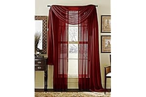 Empire Home 216" Long Sheer Curtain Valance Window/Scarf Great Value 25 Colors (Burgundy)