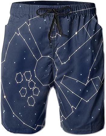 Star Falcon Constellation Mens 3D Printed Board Shorts Cool Beach Swim Shorts Swim Trunk