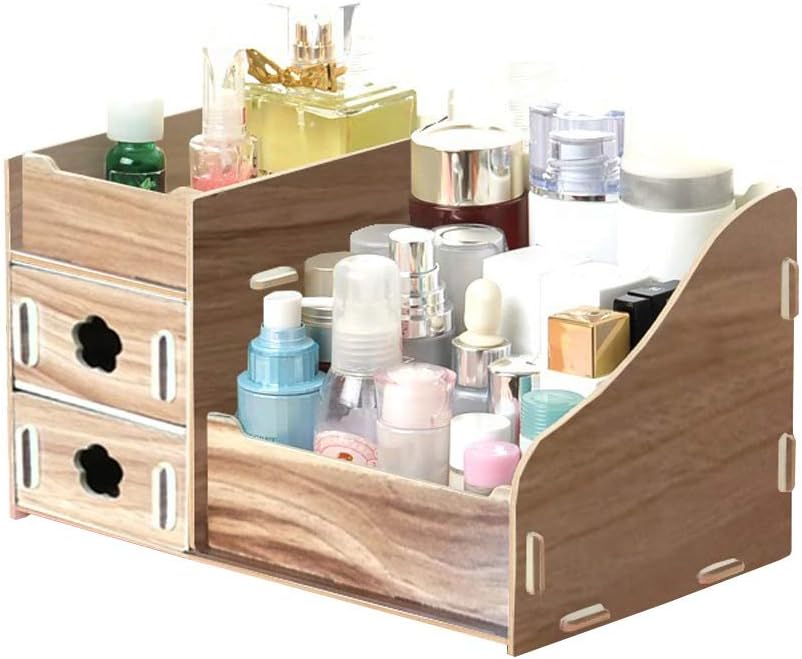 Meltset Organizador de maquillaje de madera con cajones para baño o