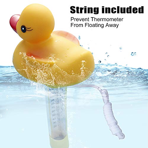 Blufree Pool Thermometer Floating, Shatter Resistant, Indoor Outdoor Thermometer Pond Water Thermometer for Swimming Pools, Spas, Hot Tubs, Jacuzzis, Aquariums & Pond (Rubber Duck).