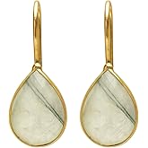 Gempires Pear Shaped Teardrop Crystal Earrings, Bezel Earring, Natural Gemstone Dangle Drop Earrings, Minimal, Everyday Wear, Gift for Her (Length 1.25 inch)