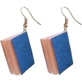 Funny Stackable Paper Book Drop Dangle Earrings for Women Gold-Toned Stack of Books Reading Dangling Fish Hook Earrings 3D Classic Librarian Graduation Teacher Student Back to School Jewelry