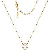 GEWK Cat Lucky Clover Pendant Necklace for Women Men Girls 18K Gold Plated Adjustable Necklace Trendy Jewelry Christmas Wedding Birthday Best Gifts