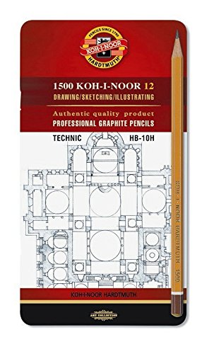 Koh-i-noor 12 Technic Professional Graphite Pencils - Hard Grades 1502/I