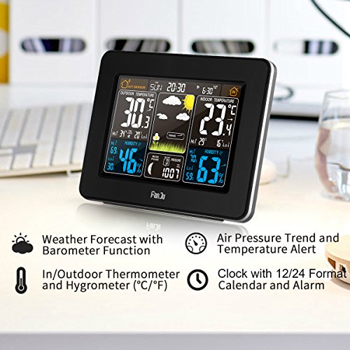 FanJu FJ3365B Digital Color Forecast Weather Station with Alert and