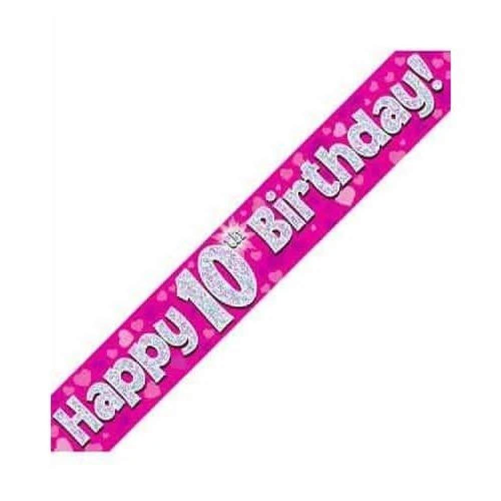 Oaktree UK 9ft Banner Happy 10th Birthday Pink