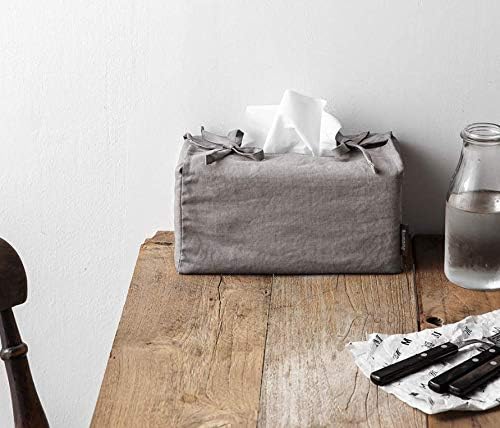 Cozymom Wholesale Handmade Linen 100% Unique Fabric Tissue Box Cover,Tissue Refill Holder -4 Colors (with Gift Box) (Mocha Gray)