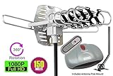 Outdoor Amplified Antenna Combo- 150 Miles Range - 360° Rotation - Wireless Remote, Jpole, Boost your HDTV Signal with BOOSTWAVES and get FREE TV!