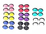 16pcs Cheater Fake Gauges Kit Faux Plugs Tapers Stud Earring 00g Look Assorted No Duplicate (8 Pairs)