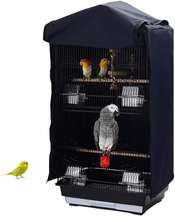 Gatycallaty Bird Cage Covers for Large Round Dome Parrot Birdcage Protective Cloth Cover Good Night Warm Shell Shield for Square Pet Cage Skirt Crate Double Zipper Breathable (Large, Navy) : Pet Supplies