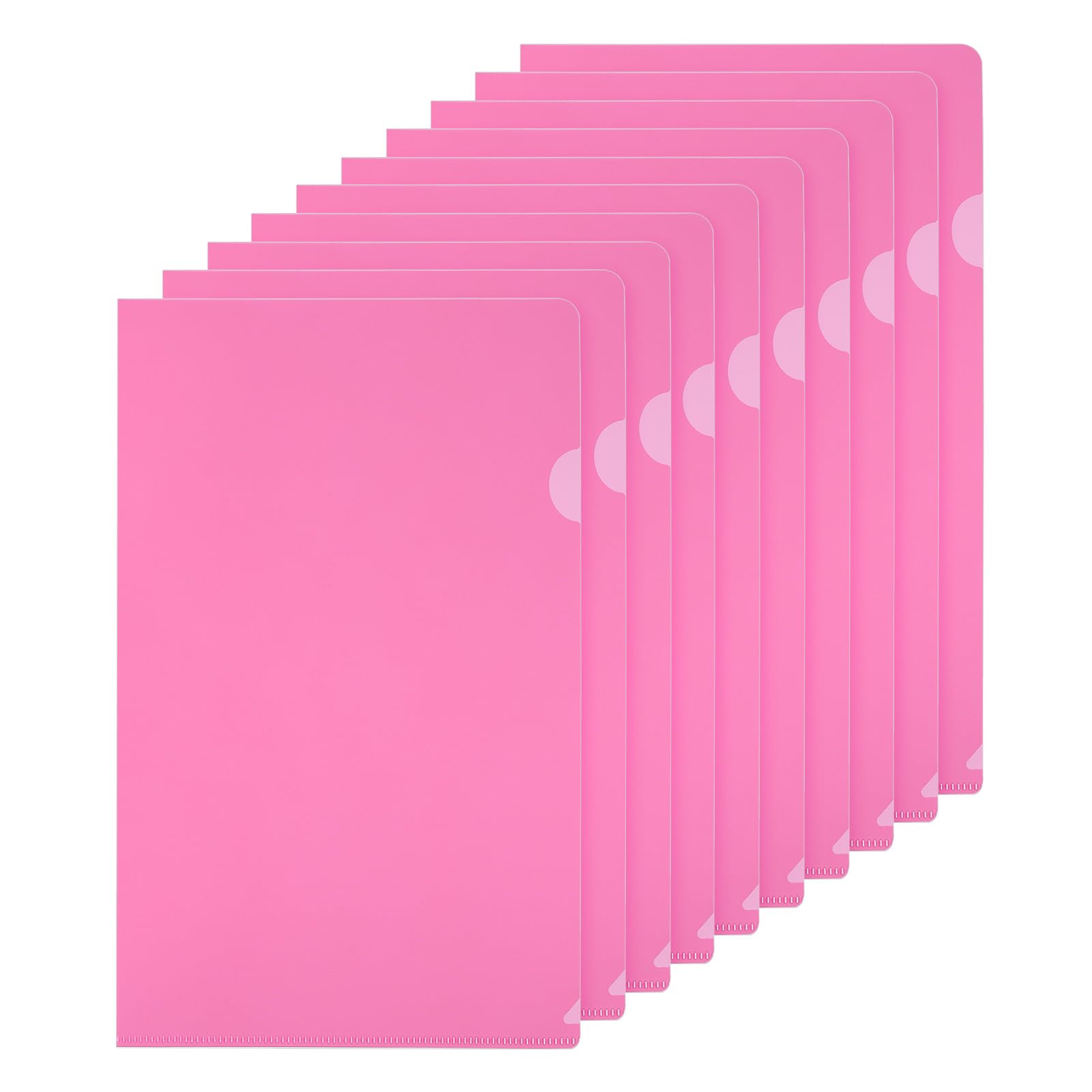 PATIKIL L Type Folders 50 Pack A4 Plastic File Project Pockets Clear Paper Document Jacket Sleeves for Office, Pink