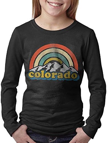100% Cotton Youth Big Girls Boys Ski Snowboard Retro Colorado Long Sleeve T Shirts Tees L Soft Comfort