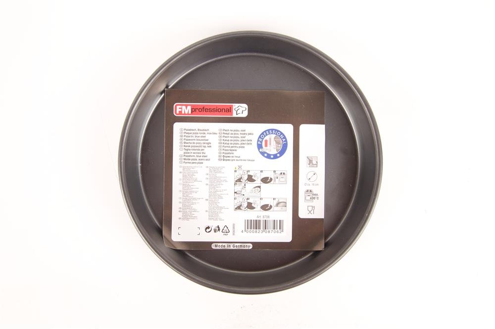 FMprofessional Pizza Tray Diameter 18 cm, Pizza Baking Tray, Round Baking Tray Made of Blue Sheet, Sheet for Frozen and Homemade Pizza, Pizza Mould, Quantity: 1 Piece