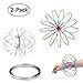 Acomon Flow Ring 2 Pack Magic Flow Ring Kinetic Spring Toy 3D Interactive Sculpture Spinner Toy Gifts for Kids Boys Girls (Silver+Rainbow)
