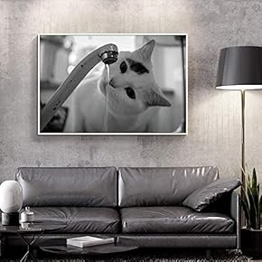 Floating Framed Canvas Wall Art for Living Room, Bedroom Black and White Wild Animal Canvas Prints for Home Decoration Ready to Hang - 16x24 inches