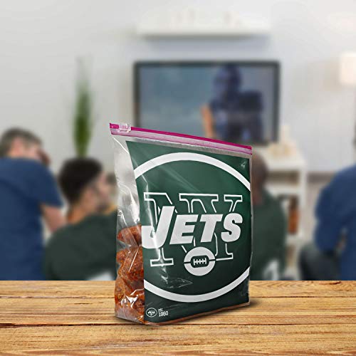 ZIPLOC SLIDER STORAGE GALLON BAG, GREAT FOR GRAB-AND-GO SNACKING, TAILGATING OR HOMEGATING, 20 COUNT- NFL NEW YORK JETS