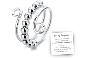 ZhxshwHdd Anxiety Ring For Daughter Stainless Steel Beaded To My Daughter Fidget Ring Silver Golden Fashion Trendy