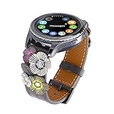 FayTop Luxury Flower Leather Watch Band for Women 20mm Samsung Watch Band 42mm Black Buckle for Galaxy Watch Active 40mm and Most 20mm Width Band Smartwatch/Traditional Watch Wristband Gray