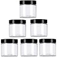 erioctry Clear 8Oz / 250g PET Plastic Refillable Jars Empty Cosmetic Containers Cases with Black Lid Cream Lotion Box Ointments Bottle Food Bottle Makeup Pot Jar (6 Pack)