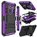 Alcatel A30 Fierce 2017 Phone Case 5.5 Inch, not Tablet Case 8 Inch, Zenic Heavy Duty Shockproof Full-Body Protective Case with Swivel Belt Clip and Kickstand for Alcatel A30 Plus(Black/Purple)