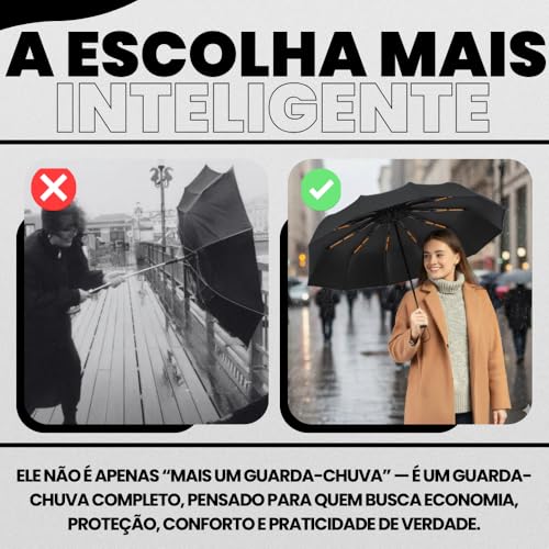 Guarda Chuva Automático Reforçado com Botão – Compacto, Antivento e com Proteção UV Blackout - Guarda Chuva Dobrável e Portátil, Ideal para Bolsa e Mochila - AmelShop