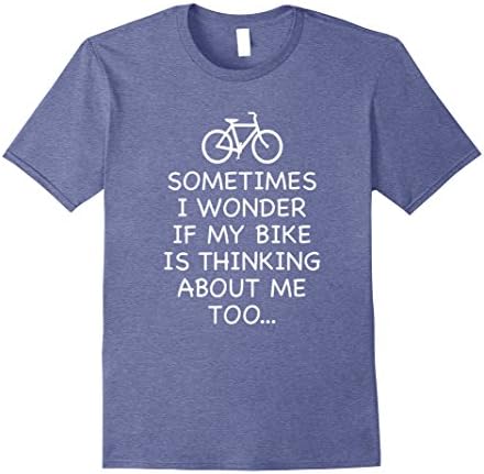 Mens Thinking About Me Bicycle Shirt Funny Bike Cyclist Gift Tee Large Heather Blue