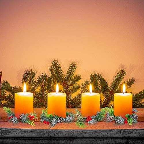 6 Pieces Christmas Candle Ring Artificial Berry Candle Rings with Pine Cones Small Wreaths for Home, Wedding, Living… - Image 8