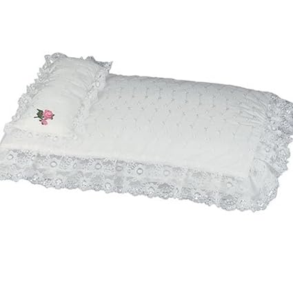 White Eyelet Doll Bedding 3pc. Sized to Fit American Girl Doll Bed - Includes Pillow, Doll Comforter & 3rd Bedding Piece