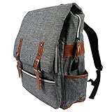 Laptop Backpack - 15.6 Inch Computer Bag Superior Quality Waterproof, Canvas Rucksack w/USB Charging Port and a Secret Safety Pocket Slim, Retro Style 4 Men & Women for Office or School. Classic Grey