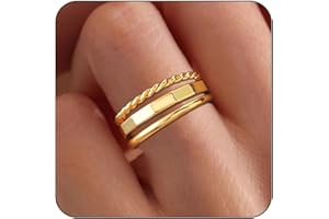 Lunvky Stackable Gold Rings for Women Dainty 14K Gold Plated Thin Ring Set Non Tarnish Thumb Bands Gold Jewelry Gifts Statement Gold Knuckle Rings Size 6-11