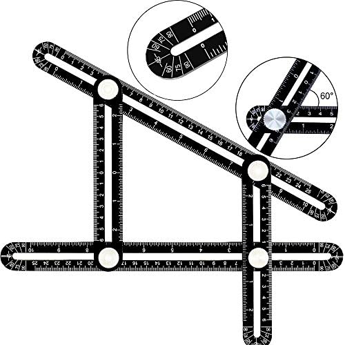 SZHSR Angle Measurement Tool Ruler,Upgraded Aluminum Multi Functional Universal Measuring ,Multi-Angle Template Tool, Angularizer Ruler Easy for Handymen, DIY, Builders, Craftsmen to Use-Black