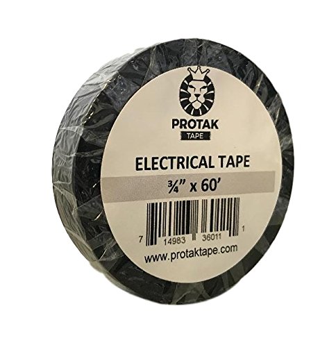 Protak Black Electrical Tape, 3/4" width x 60' length, PVC 7mil, Pack of 10 Rolls