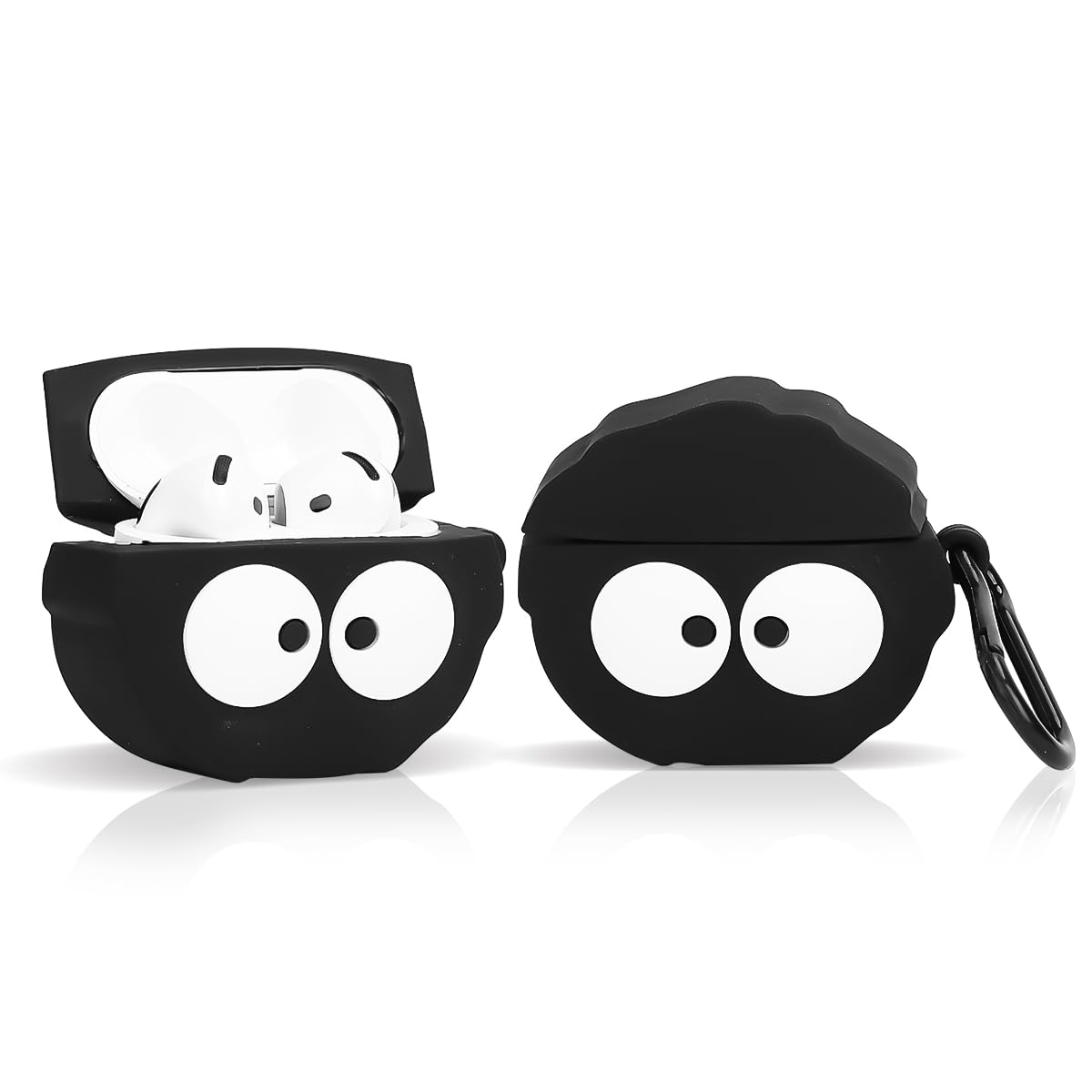 Photo 1 of Suublg Case for AirPods 4 Wireless Earbuds (2024) with Carabiner, Silicone Charging Protective Cover with Cartoon Skin Design for AirPods 4th Generation Headphones (BKFball)