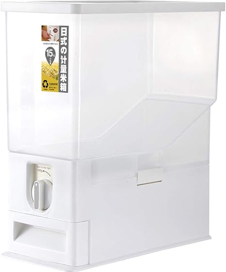 Amazon Com 10kg 15kg Rice Container Dispenser Measurable Cereal Storage Bin With Drawer Bpa Free Plastic Kitchen Organizer Sealed Box For Keep Food Fresh White 10kg Kitchen Dining
