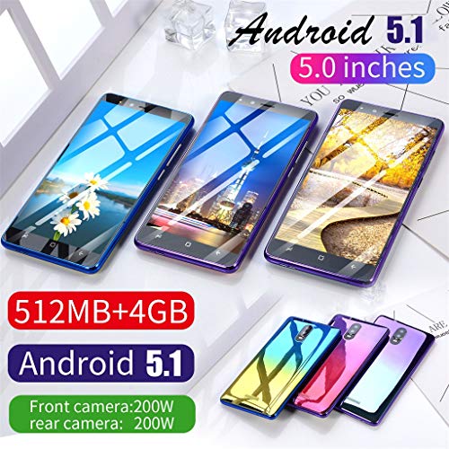 5.0" Ultrathin Unlocked - Android5.1 Dual-Core 512MB+4GB+Extra 16GB GSM/3G WiFi Dual SIM Dual Camera Smart Cellphone (Purple)