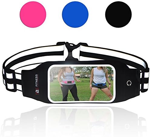 Running Fanny Pack Reflective Belt - Fitness Gear - iPhone and Samsung Galaxy Holder for Runners - Water Resistant Accessory - Waist Pouch Holds Credit Cards, Money, Phone and Keys. W/ Headphone Jack