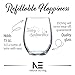 Funny Wine Glass with “Fairy Godmother” Saying, Classic, Stemless Wine Glass for Women