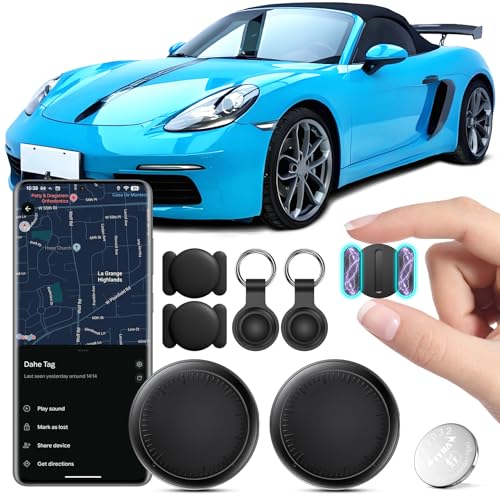 GPS Tracker for Car, 2 Pieces GPS Tracker for Vehicles, Real Time Air Tracker, Android, Global Coverage, Magnetic Car Tracker, Hidden Tracker, No Monthly Fee Subscription (Black)