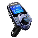 VicTsing Bluetooth FM Transmitter Radio Car Kit Adapter With 1.44 Inch Display 5V 2.1A USB Car Charger Support Micro SD Card and USB Flash Drive -Blue