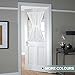 jinchan Linen French Door Curtain with Open Weave Semi-Sheer Door Curtain Decor 40 Inches Long Drape Rod Pocket 1 Panel Light-Filtering Privacy Window Decor 1 Tieback Included White